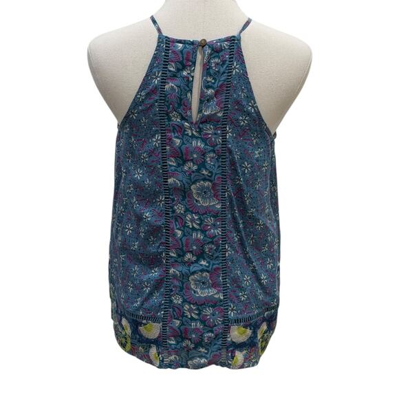 Anthropologie Akemi + Kin Blue Embroidered Halter Top - Picture 3 of 7